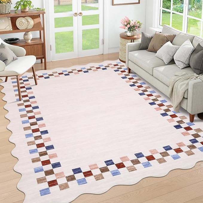 GarveeHome 8x10 Area Rug for Living Room Scalloped Washable Large Bedroom Rug - Image 8