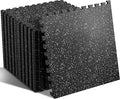 SUPERJARE 0.56'' Thick 24 Pcs 96 Sq Ft Rubber Top Exercise Equipment Mats by SUPERJARE