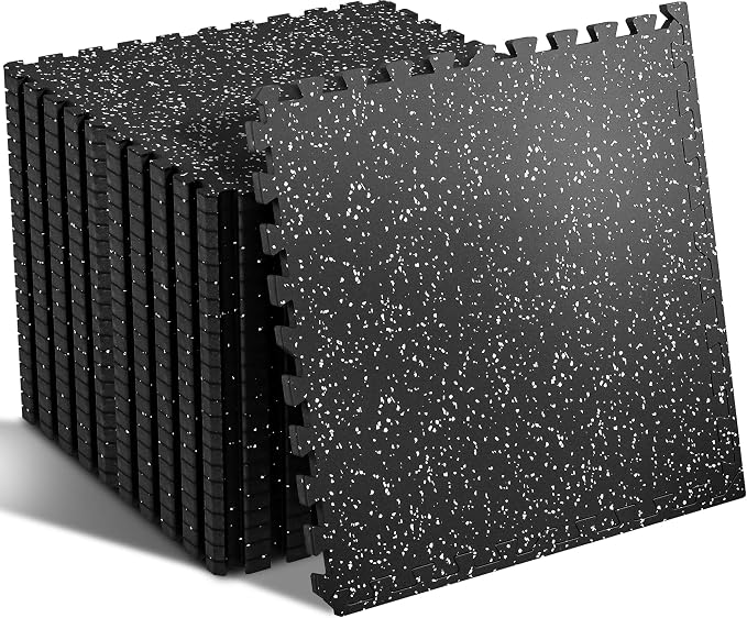 SUPERJARE 0.56'' Thick 24 Pcs 96 Sq Ft Rubber Top Exercise Equipment Mats by SUPERJARE
