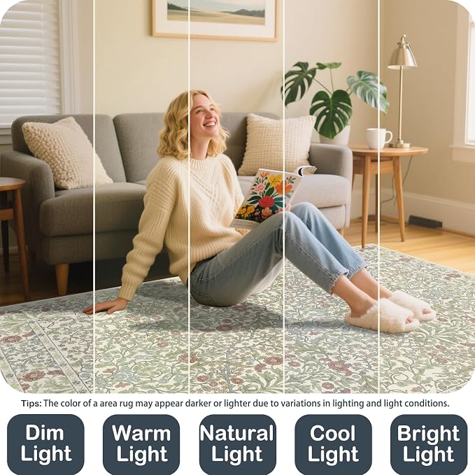 4x6 Area Rug for Bedroom Beside Rug, Laundry Room, Washable Non-Slip Low Pile - Image 4