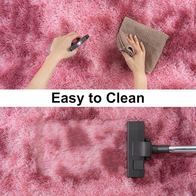 Soft Runner Rugs for Bedroom Hallways, 2x4 Tie-Dyed Blush Pink Fluffy Shag - Image 7