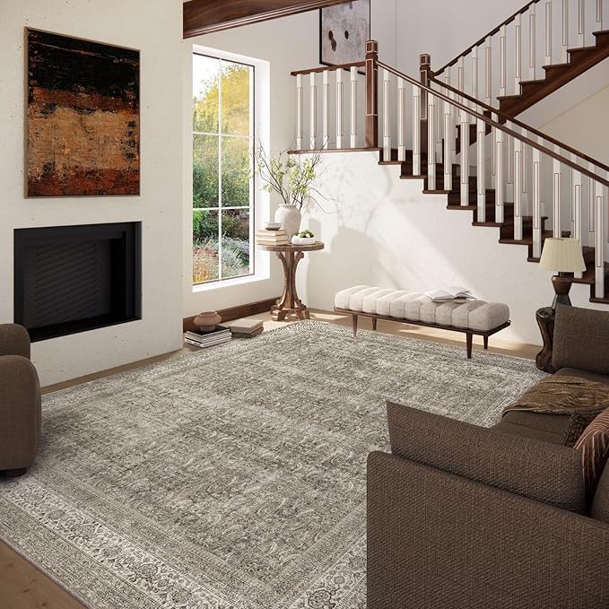 Washable Area Rugs for Living Room: 8x10 Bedroom Rug Boho Vintage Area Rug - Image 2