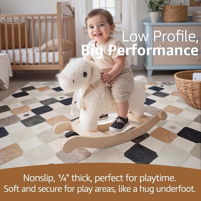 jinchan Macy 6x9 Kids Area Rug for Classroom Black and White Modern Nursery Rug - Image 5