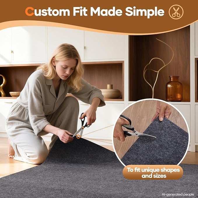 Veken Non Slip Cushioned Rug Pad Gripper 3 x 5 Ft, Felt and Silicone Backing - Image 7