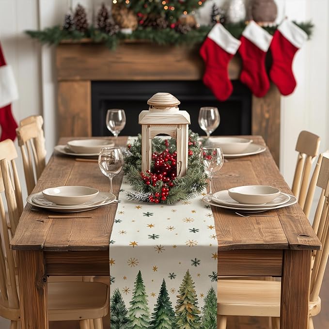 Christmas Table Runner 13x90 Inch, Xmas Tees Snowflakes Holiday Decorative - Image 5