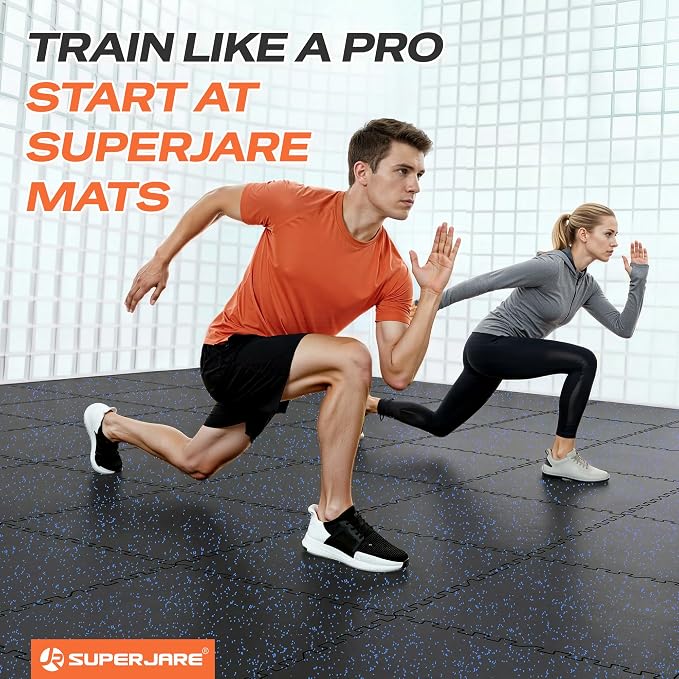 SUPERJARE 0.56'' Thick 12 Pcs 48 Sq Ft Rubber Top Exercise Equipment Mats - Image 3