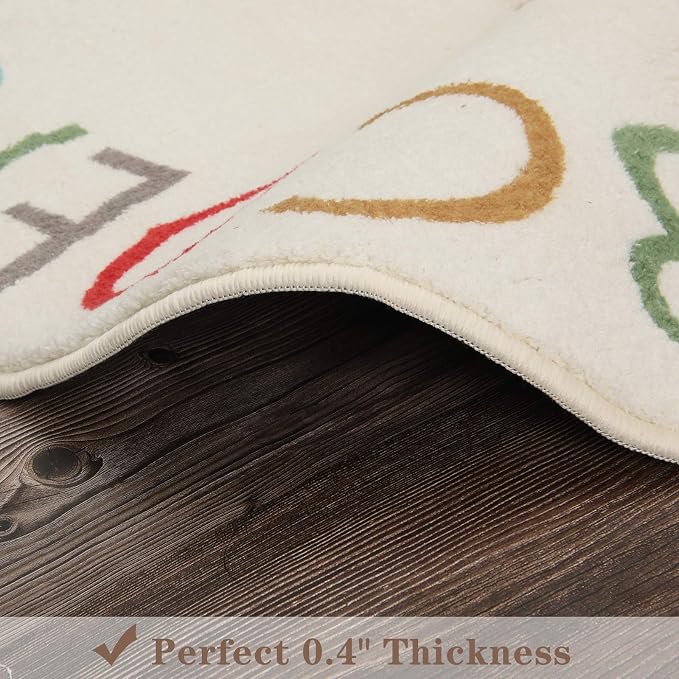 Topotdor Rainbow Round Kids Play Rug Alphabet Nursery Area Rug Extra Large Soft - Image 5