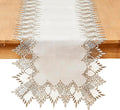 White Linen Table Runner 90” Lace Coffee Table Runners | French Dresser Runners by Raedan