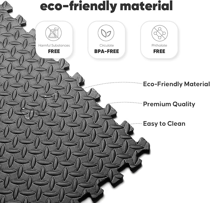 Home Gym Mat, Puzzle Exercise Mat, EVA Interlocking Foam Floor Tiles - Image 4