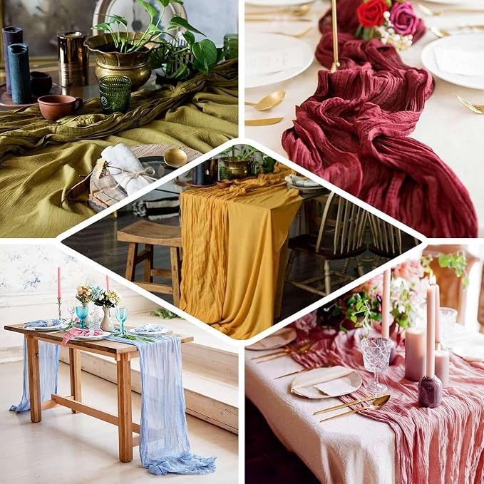 Efavormart 10ft Cream Gauze Table Runner - Image 5