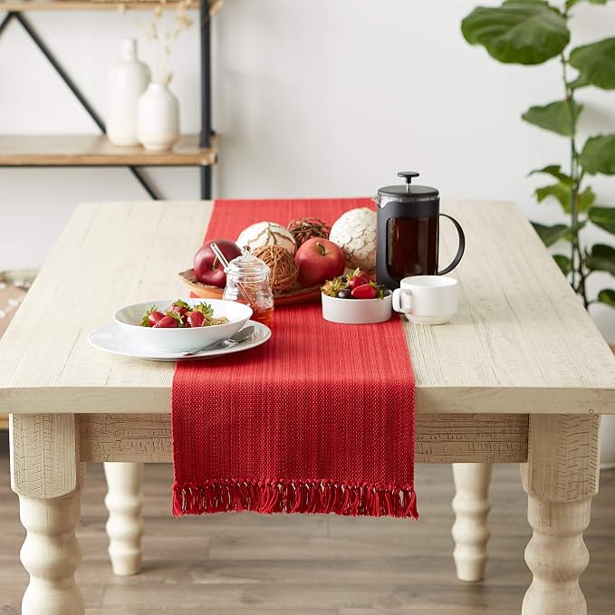 DII Variegated Tabletop Collection, Table Runner3x72, Tango Red - Image 3