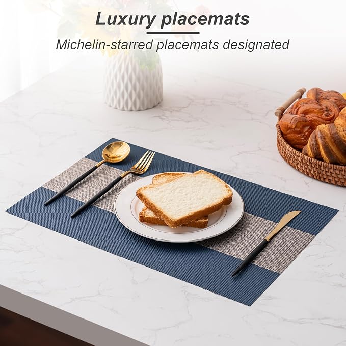 Placemats Set of 6 Washable Indoor | Outdoor Vinyl Place Mats - Image 5