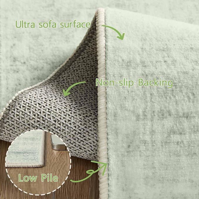 Latte&Fog 5x7 Area Rugs for Living Room, Vintage Washable Green Rugs for Bedroom - Image 9