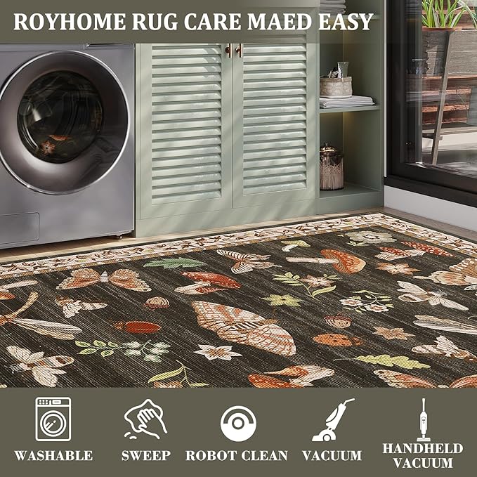 ROYHOME Mushroom Rug Black - Image 4