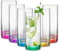 JoyJolt Hue Highball Glasses Set of 6 Tall Drinking Glasses, 13oz Bourbon by JoyJolt