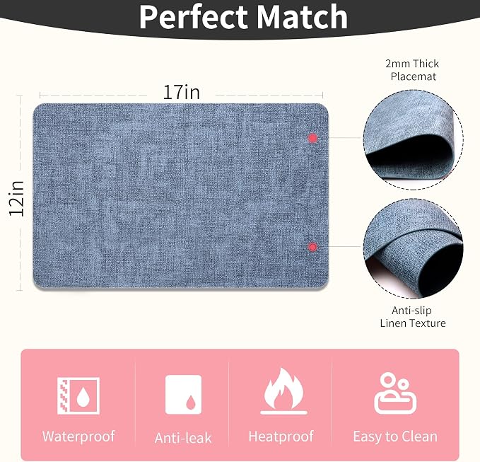 Maxpearl Faux Leather Placemats Set of 8, Suitable - Image 8