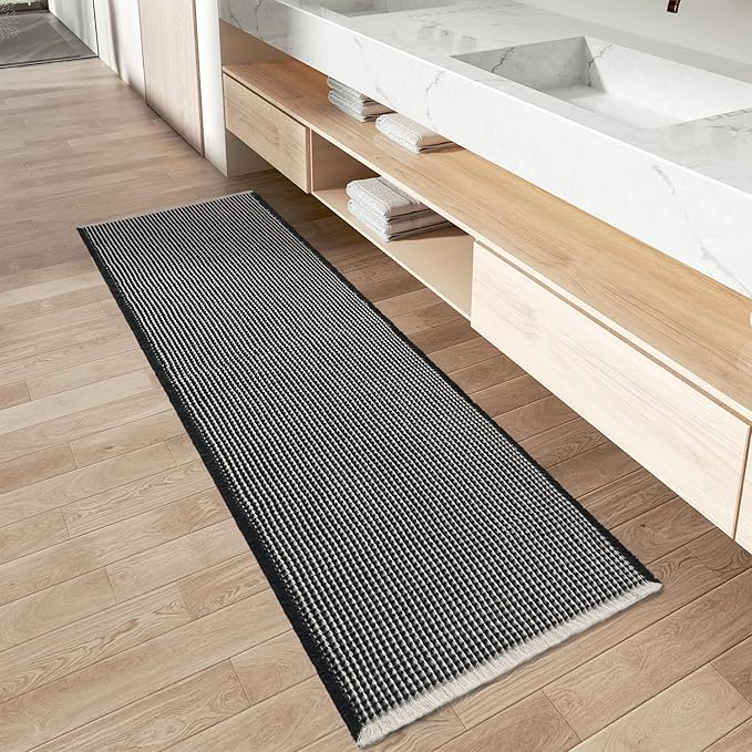Upgraded Waffle Runner Rug, Super Absorbent Non Slip Bath Mats by AMOAMI