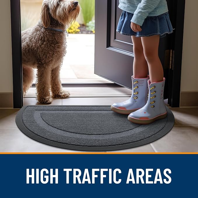 OLANLY Half Circle Door Mat Indoor Outdoor Entrance Welcome, Waterproof - Image 7