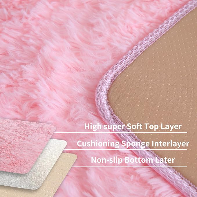 Pink Fluffy 9x12 Large Area Rugs - Image 4