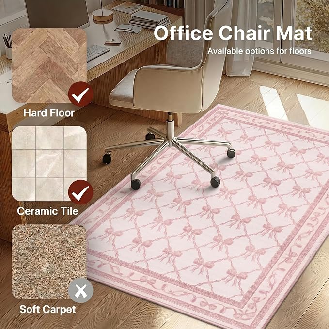 48"x60" Office Chair Mat for Hardwood Tile Floor, Under Desk Carpet Protector - Image 3