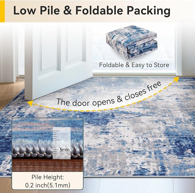 RELEANY Washable Area Rugs 7x10 Non-Slip Modern Abstract Soft - Image 4