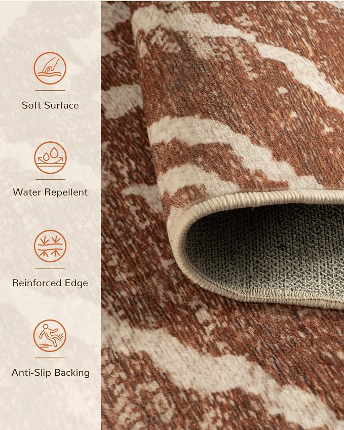 BESTSWEETIE Area Rug 2x8 Rug Machine Washable Non-Slip Low Pile Print Pattern - Image 2