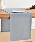 Wracra Linen Table Runner, Burlap Dusty Blue Table Runners 108 Inches Long | by Wracra