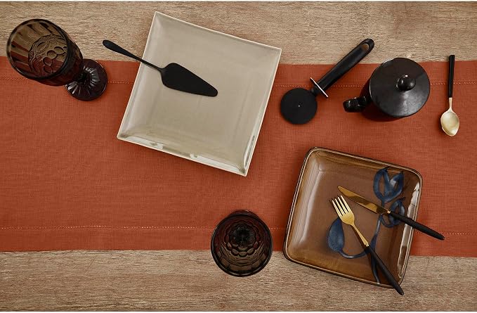 Solino Home 100% Pure Linen Table Runner Cinnamon Hemstitch, 14 x 120 in | - Image 3