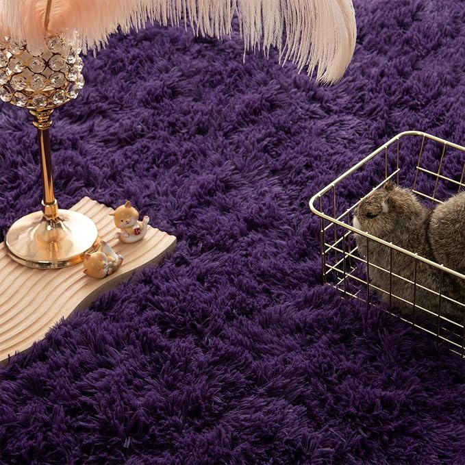 Andecor Shag Area Rug for Living Room, 4x6 Feet Purple Soft Fluffy Indoor Plush - Image 5