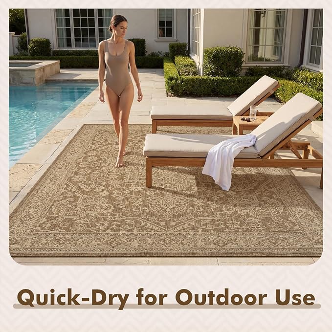 MontVoo-Outdoor Rug-Patio Rug 9x12 ft Polypropylene Indoor Outdoor Rugs Carpet - Image 7