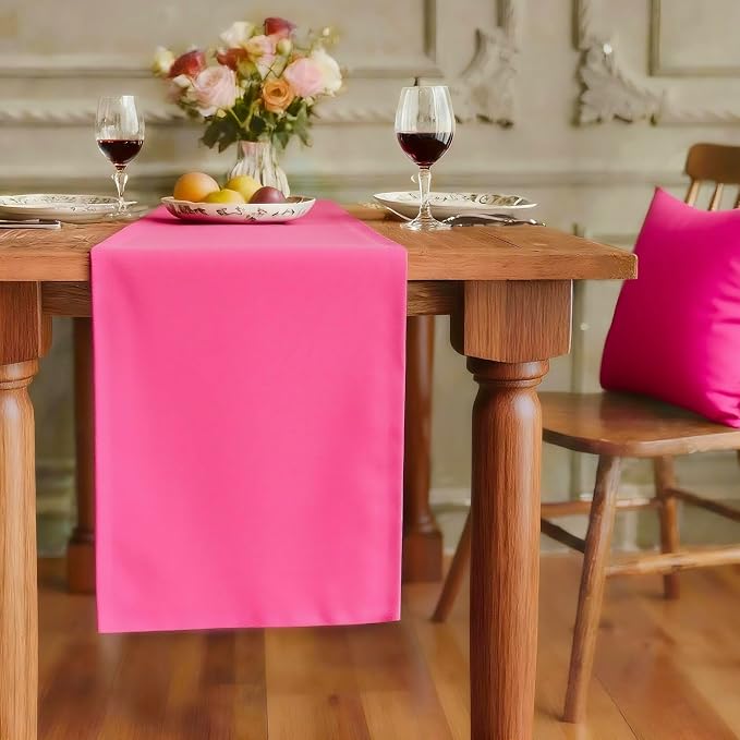 FOLINS&HOME Hot Pink Waterproof Decorative Table Runner 60 Inches Long | 210GSM by FOLINSHOME
