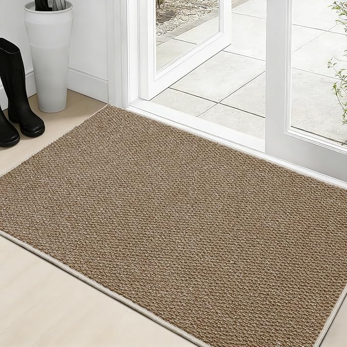 Dirt Trapping Door Mat 24x36, Taupe Faux Jute Entryway Rug | Low-Profile by Unknown