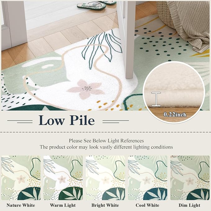 Lahome Green Runner Rugs for Hallway 2x10, Extra Long Washable Non-Slip Kitchen - Image 8