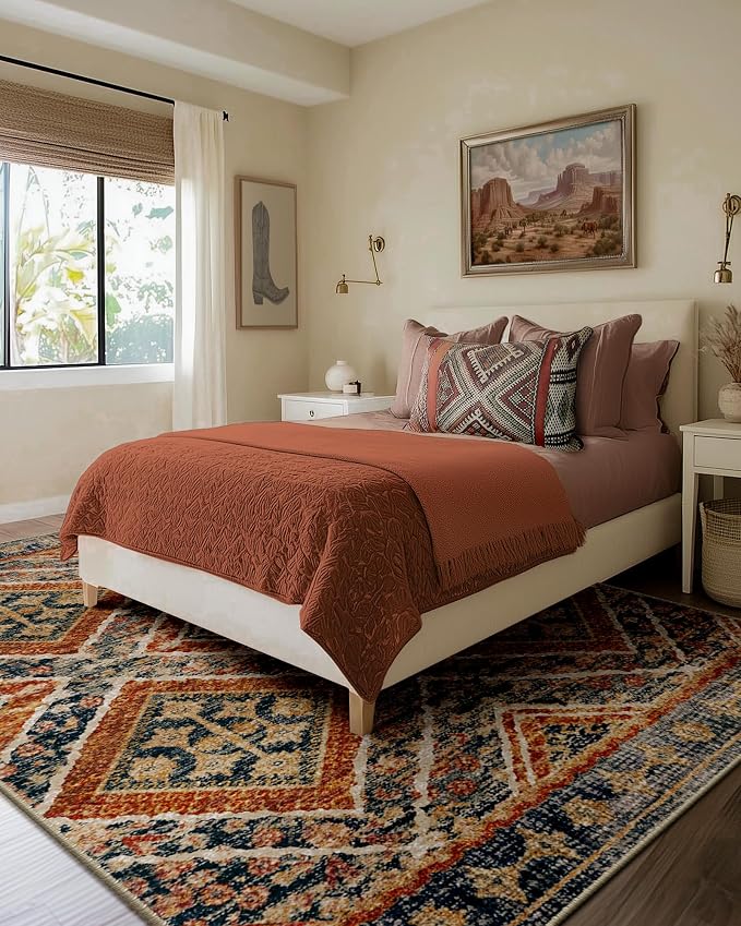 BESTSWEETIE Area Rug 9x12 Rug Machine Washable Non-Slip Low Pile Print Pattern - Image 7