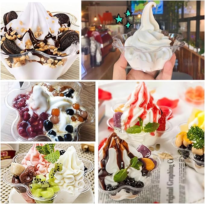 TOFLEN 8 oz Dessert Cups with Spoons, 50 Pack | Clear Plastic, Disposable - Image 5