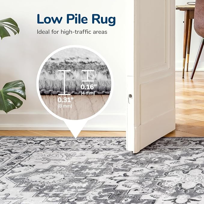 Lessymo 2 x 4 Entryway Rug, Machine Washable Area Rugs Boho Faux Wool Low Pile - Image 7