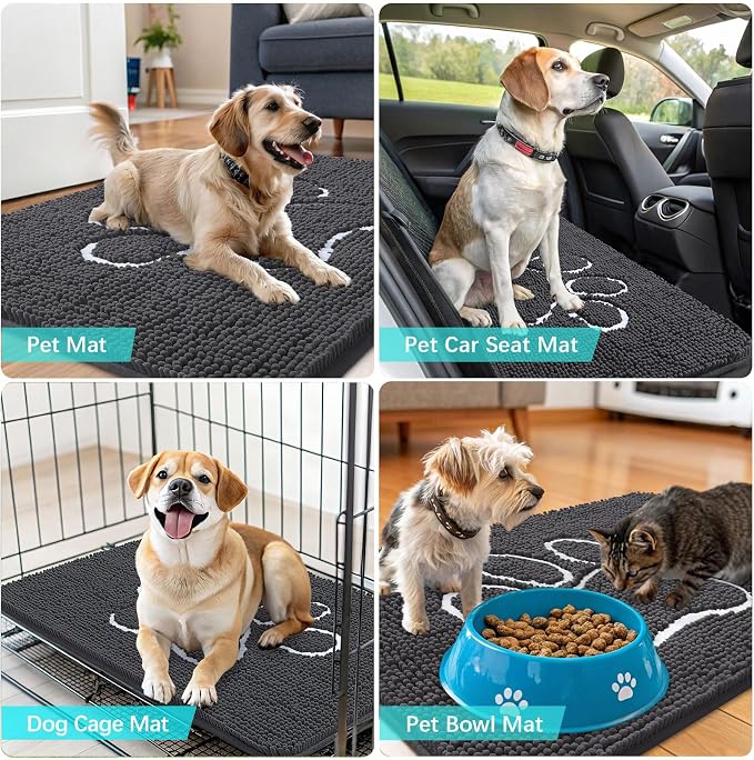 OLANLY Dog Door Mat for Muddy Paws 59x20, Paw Print Design, Absorbs Moisture - Image 7