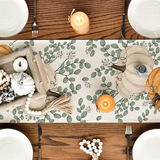 Artoid Mode 210 GSM Fall Table Runner 13x108 Inch Home Party Decor | Orange - Image 4