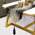 Luxury Black and Gold Table Runner 72 Inches Long, Modern Abstract Striped | by Fullony