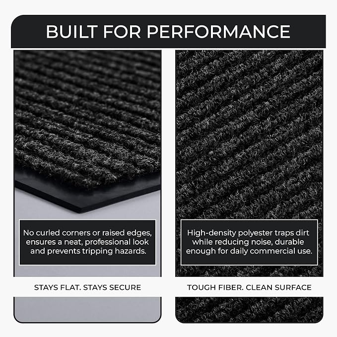 2 Pack Black Commercial Door Mat 3'x5' Heavy Duty Industrial Floor Mat - Image 7