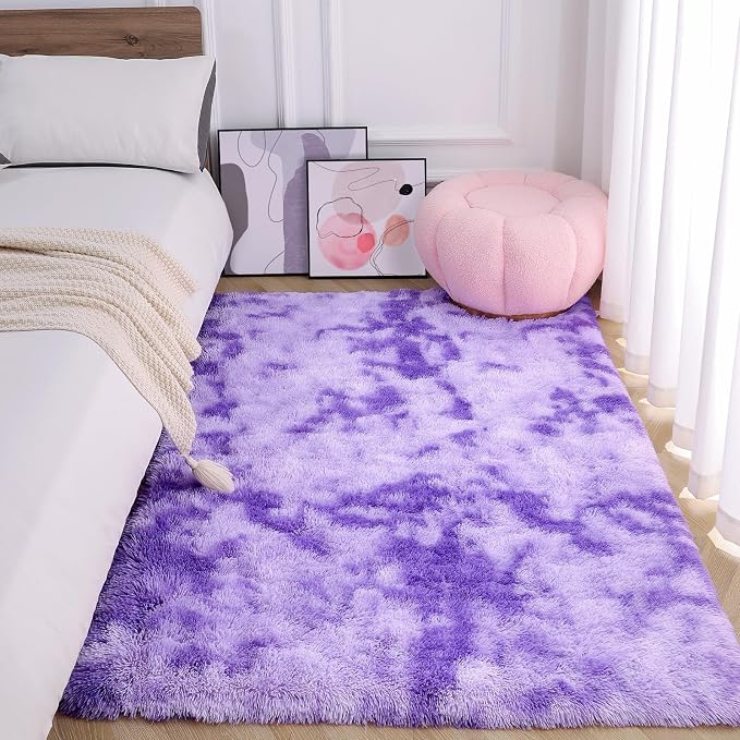 AROGAN Soft Rainbow Area Rugs for Girls Room 4x6 Feet, Fluffy Girls Bedroom Rugs - Image 4