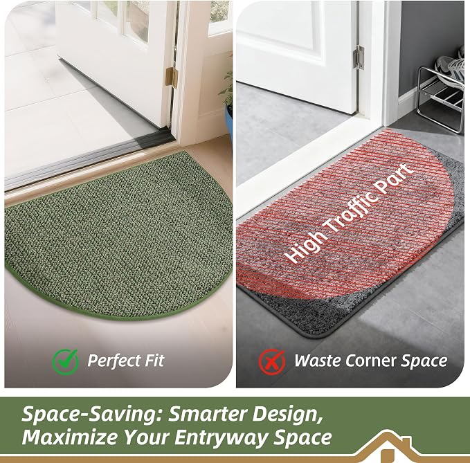 BEQHAUSE Dirt Trapper Door Mat 24" x 36" Half Circle Non-Slip Washable Doormats - Image 6