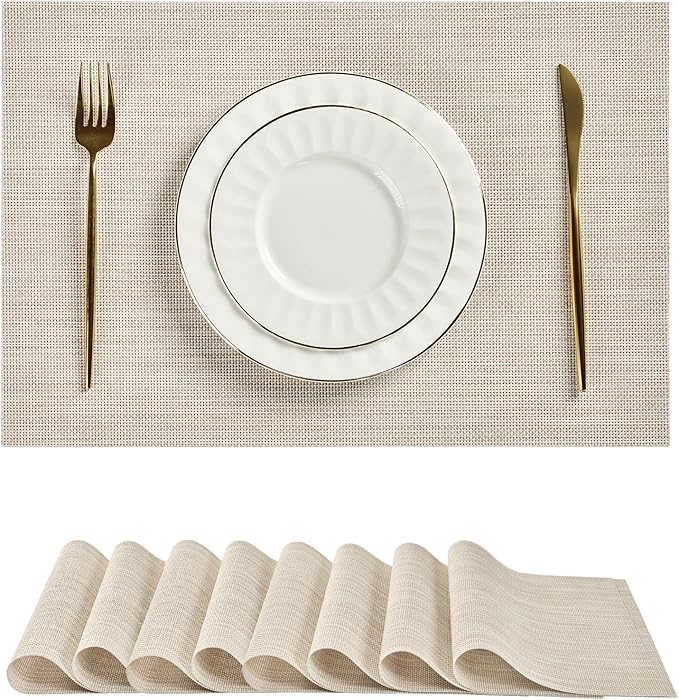 Leetaltree Beige White Placemats Set of 8 by Leetaltree-ArtatEveryTable