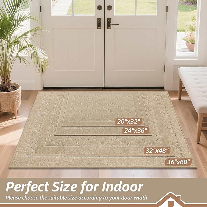 BEQHAUSE Dirt Trapper Door Mat 20" x 32", Doormat Non-Slip Entryway Rugs - Image 2