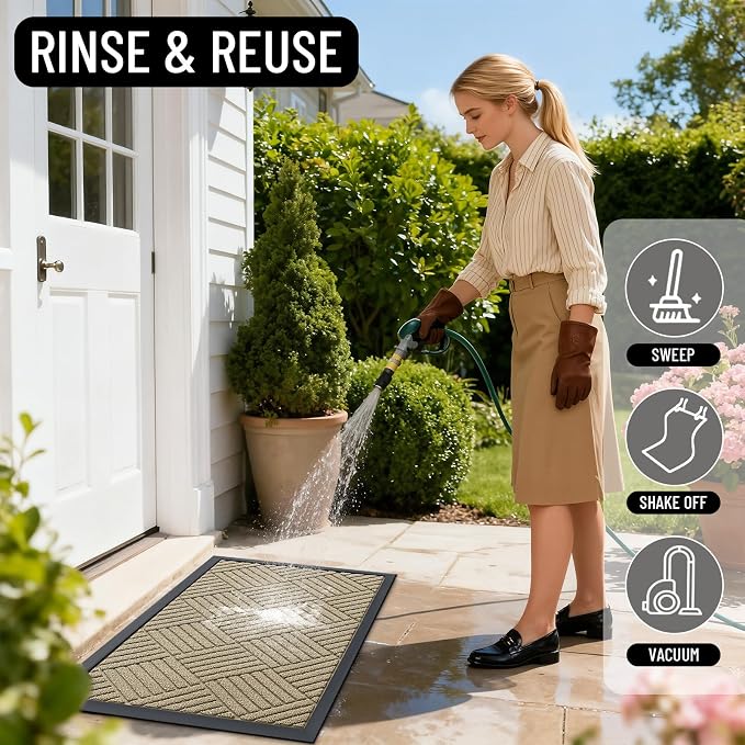 OLANLY Front Door Mat Outside Entrance 29.5x17, Heavy Duty Sturdy Natural - Image 8