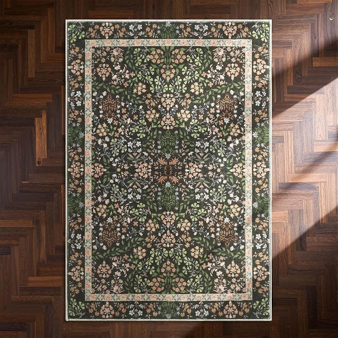 jinchan Zenith Floral 2x3 Rug for Entryway Kitchen Rug Washable Non-Slip - Image 9