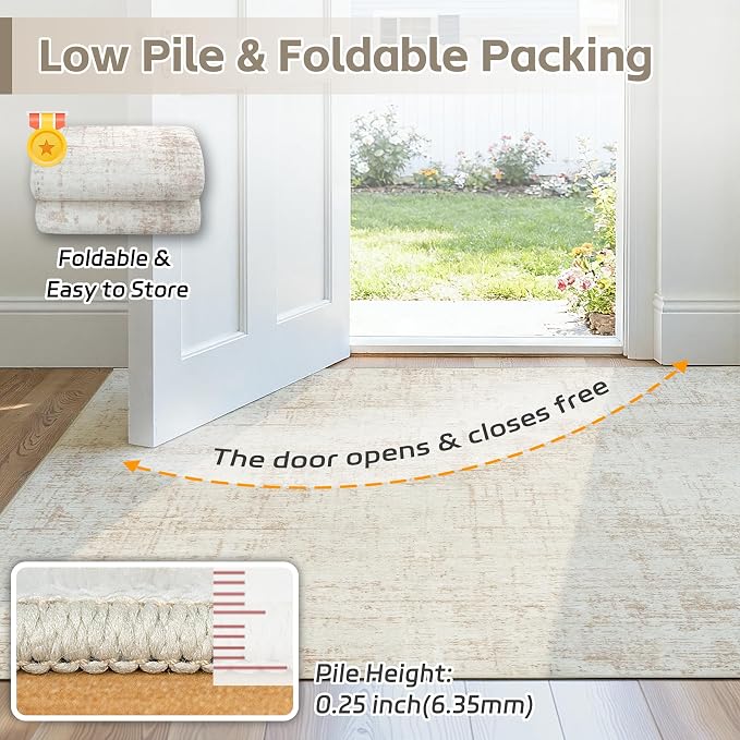 5x8 Area Rugs for Living Room Washable Rug: Anti-Skid Abstract Modern Living - Image 7
