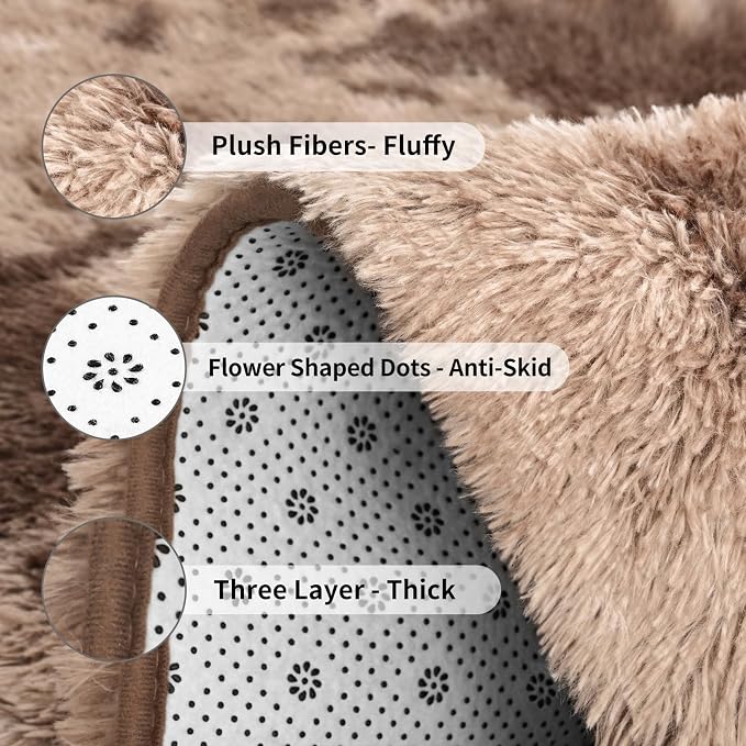 FlyDOIT Large Area Rugs for Living Room, 5x8 Feet Tie-Dyed Coffee Shaggy Rug - Image 6