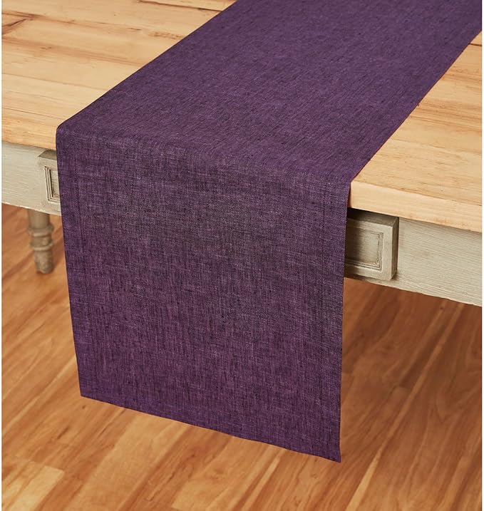 Solino Home 100% Pure Linen Table Runner Grape Woven, Athena 14 x 48 in | Table - Image 2