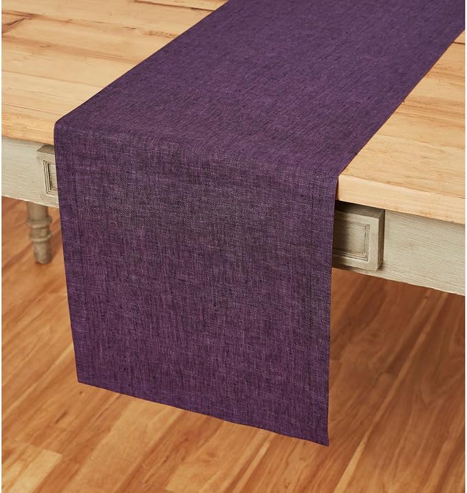 Solino Home 100% Pure Linen Table Runner Grape Long, Athena 14 x 132 in | Table by SolinoHome